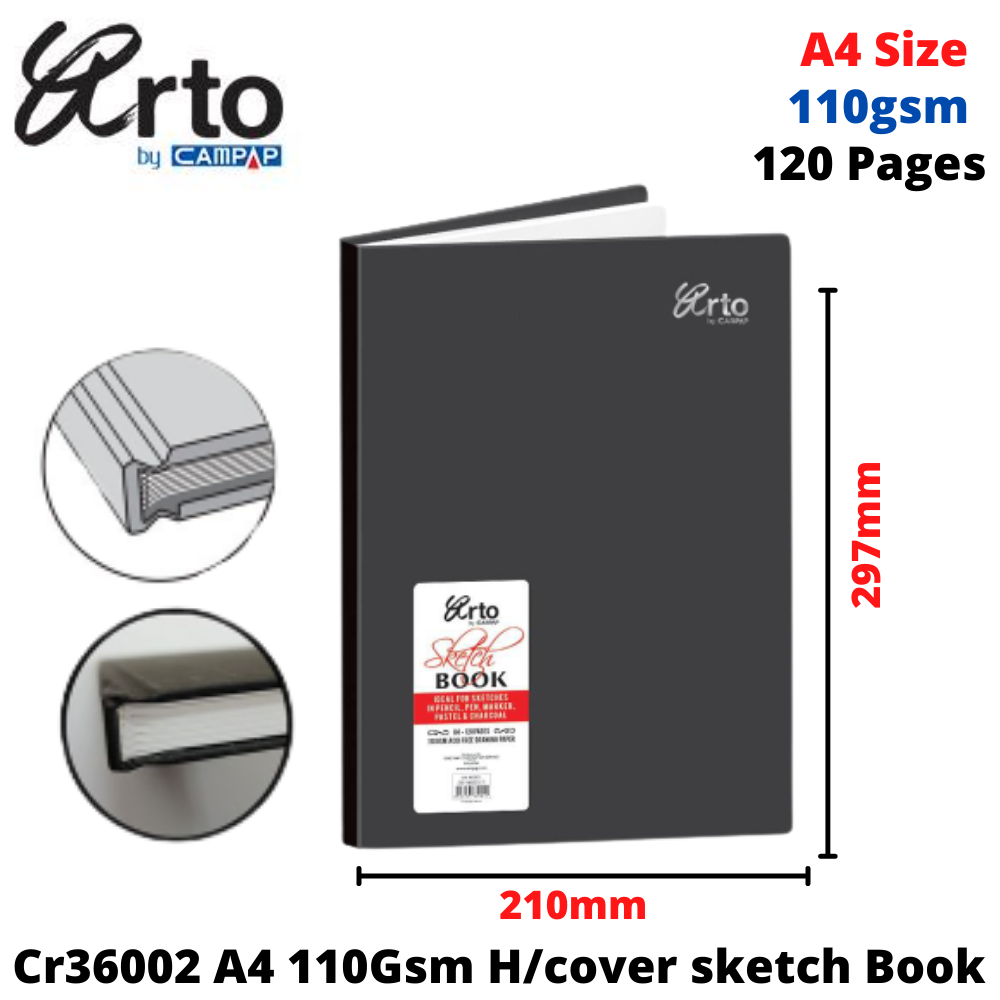 CAMPAP> CR36002 A4 110GSM 120PG HARD COVER SKETCH BOOK